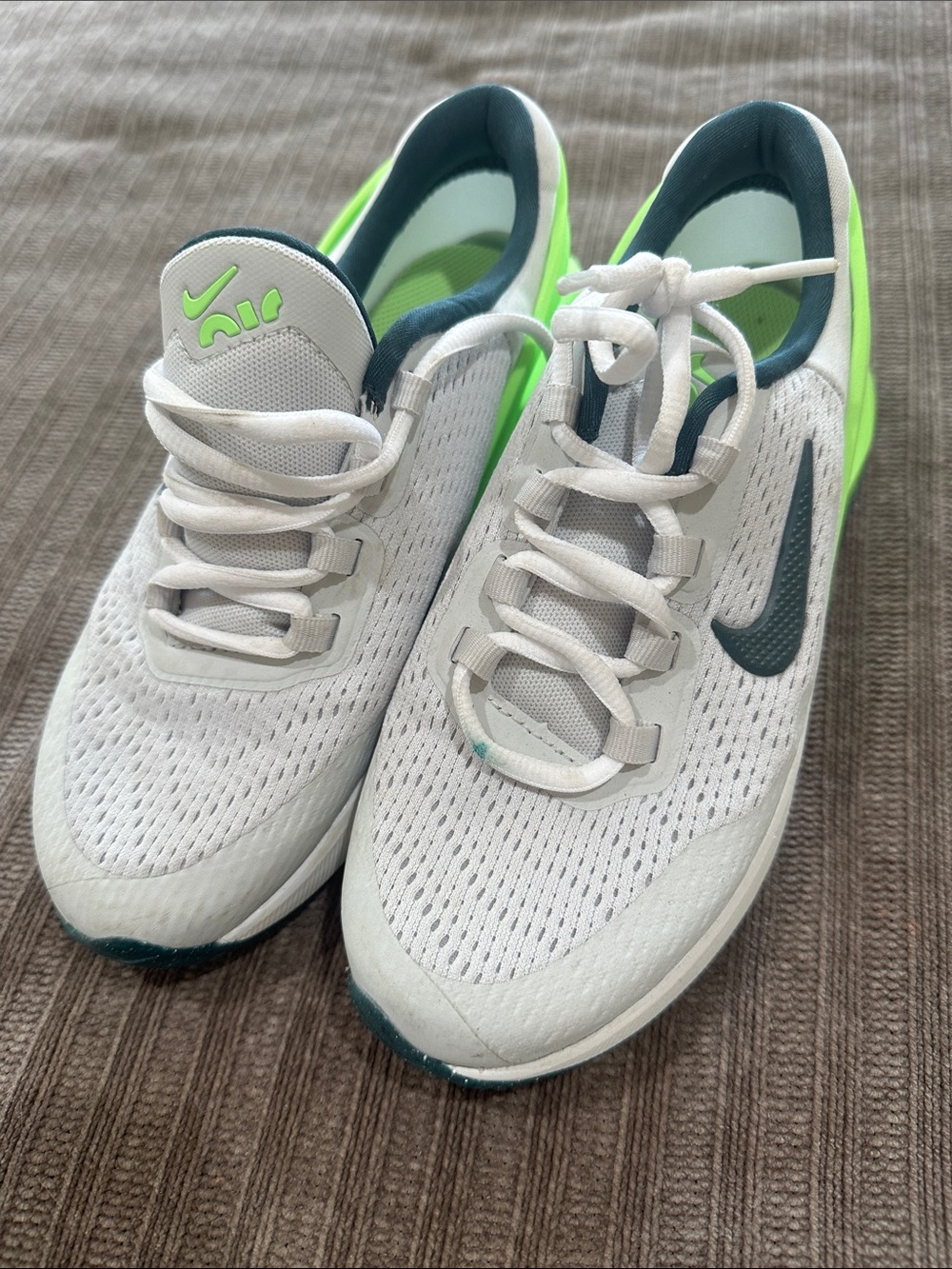 Nike Kids White and Neon Green Athletic Sneakers